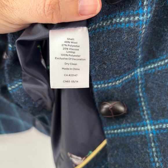 Talbots Navy Plaid Aberdeen Wool Blend Blazer Jacket Duck Lining Size 10 Petite - Picture 6 of 6